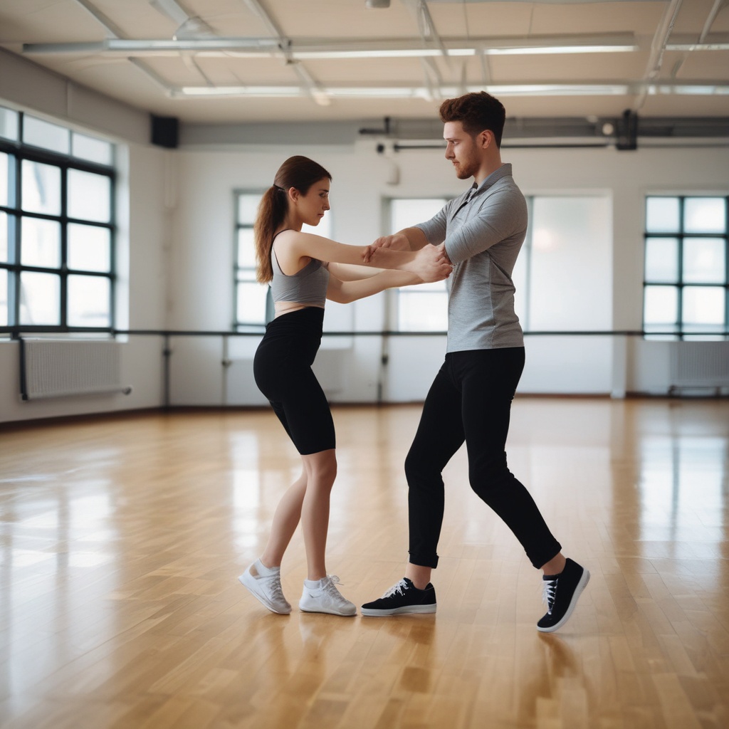 Dance instructor helping a student with proper form